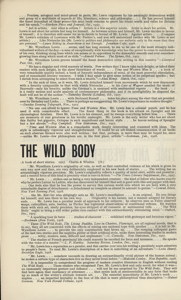 Mr. Wyndham Lewis's Books